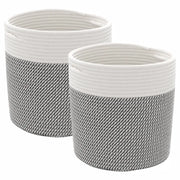 Cestini Portaoggetti 2 pz Grigio e Bianco ?28x28 cm in Cotone CFW3315015