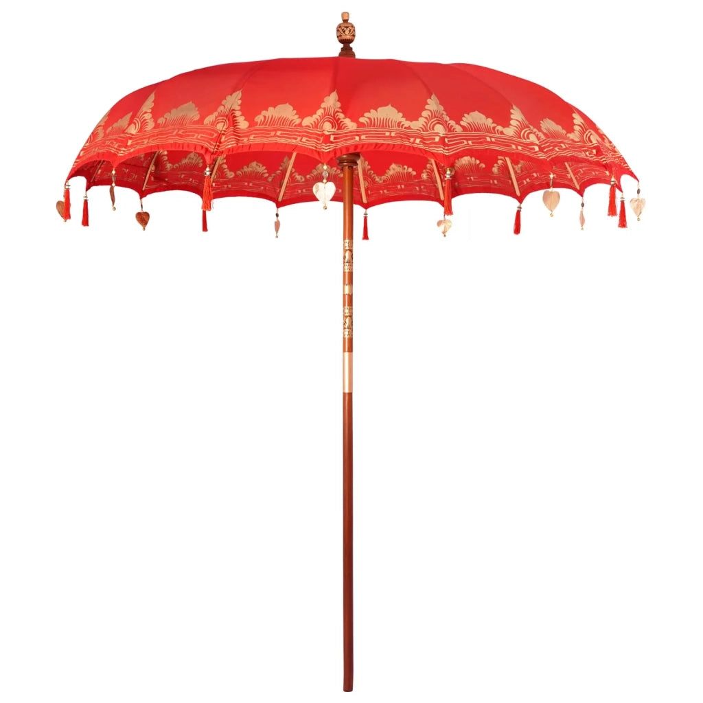 Ombrello balinese con base Rosso e Marrone 220 x 220 x 295 cm 3433025