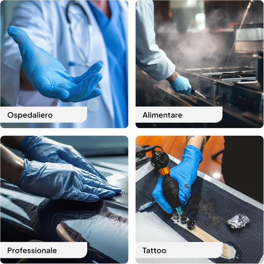 GUANTI MONOUSO IN NITRILE NITROFLEX CF.100 PZ. Col. Blu tg. 8,5 (L)