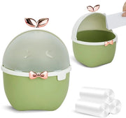 Mini-prigione per rifiuti con coperchio, prigione per rifiuti kawaii con 3 sacchetti per la raccolta differenziata, prigione per rifiuti con animali cartoon per bambini, ufficio, auto, cucina, bagno, 19,5 * 15 * 15 cm (verde)
