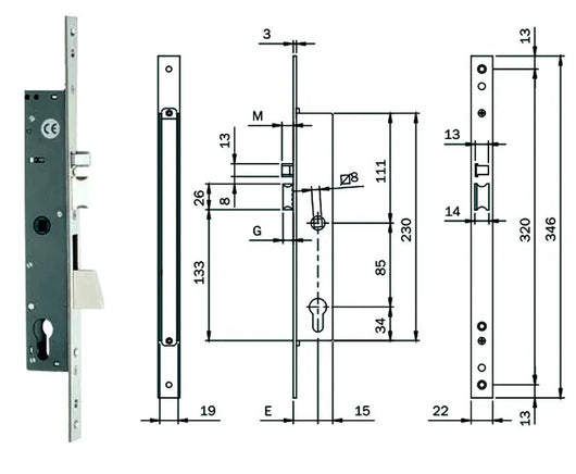 ELETTROSERRATURA INFILARE MONTANTI CON CATEN. QUADRO E SCROCCO 78180  mm.35 (781802352)    ISEO