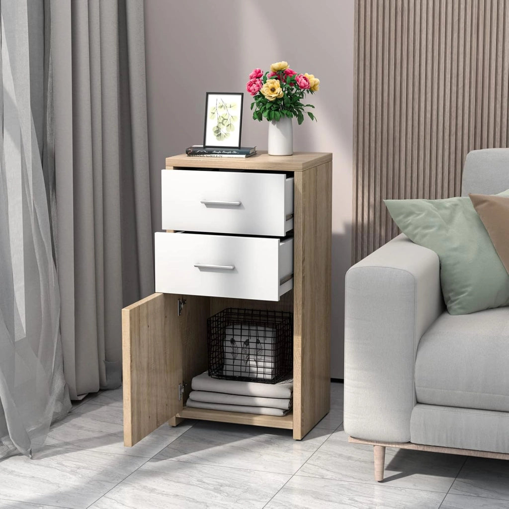 Armadio con 3 Cassetti, Mobiletto Multiuso in Stile Moderno, Ideale per Salone Camera da Letto Ufficio, 40 x 30 x 77,5 cm, Naturale