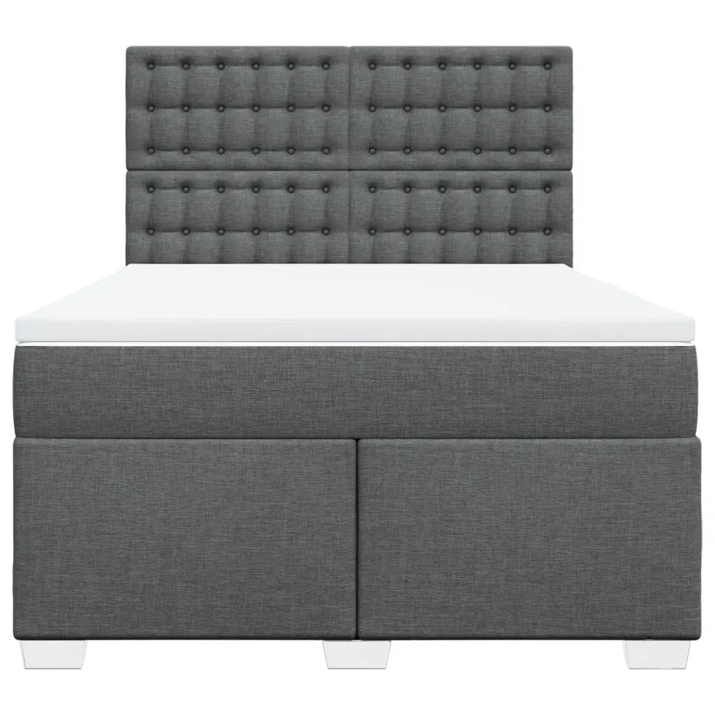 Giroletto a Molle con Materasso Grigio Scuro 140x190 cm Tessuto