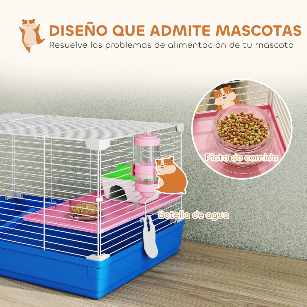 Casetta per Criceti con Ruota da Esercizio ¨C Zephmum ¨C 47x30x27 cm Blu