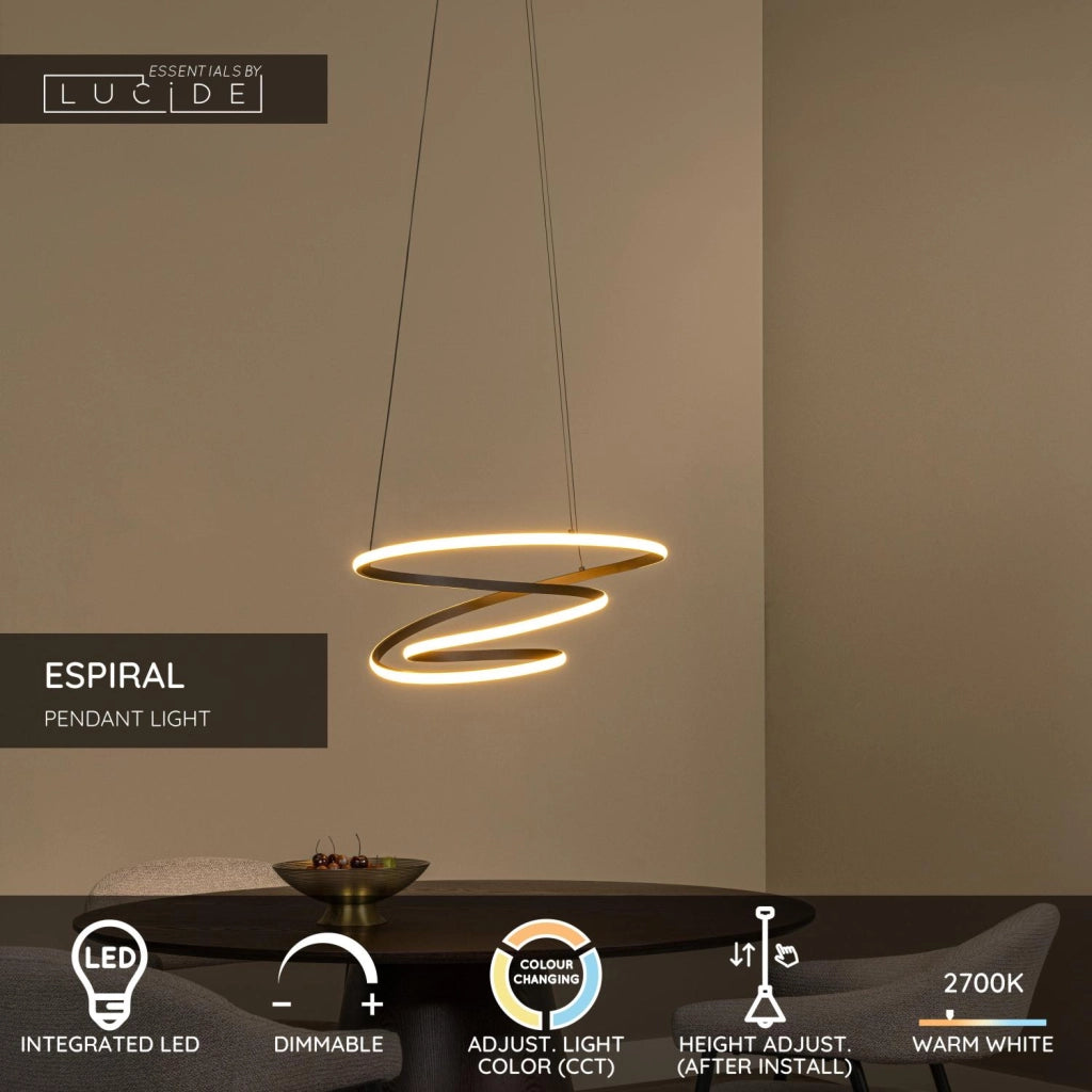 Lampada sospesa ESPIRAL LED nera spirale Lucide