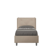 Letto imbottito Singolo 80x210 cm Appia - Similpelle,Tortora,Contenitore