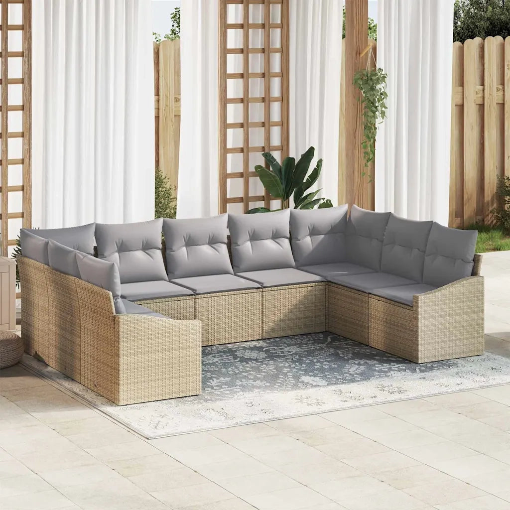 Set di divani con cuscino 9 pcs Beige polyrattan 3346880