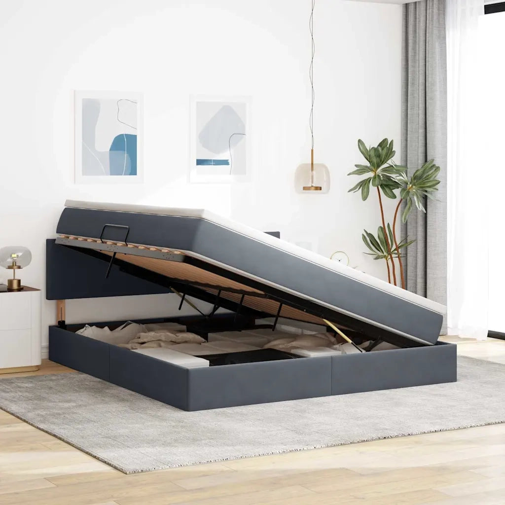 Letto con Contenitore Grigio scuro 180 x 200 cm Velluto