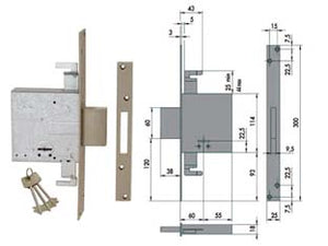 SERRATURA TRIPLICE DA INFILARE DOPPIA MAPPA 57015- - mm.70 (57015700) - 1 pezzi CISA