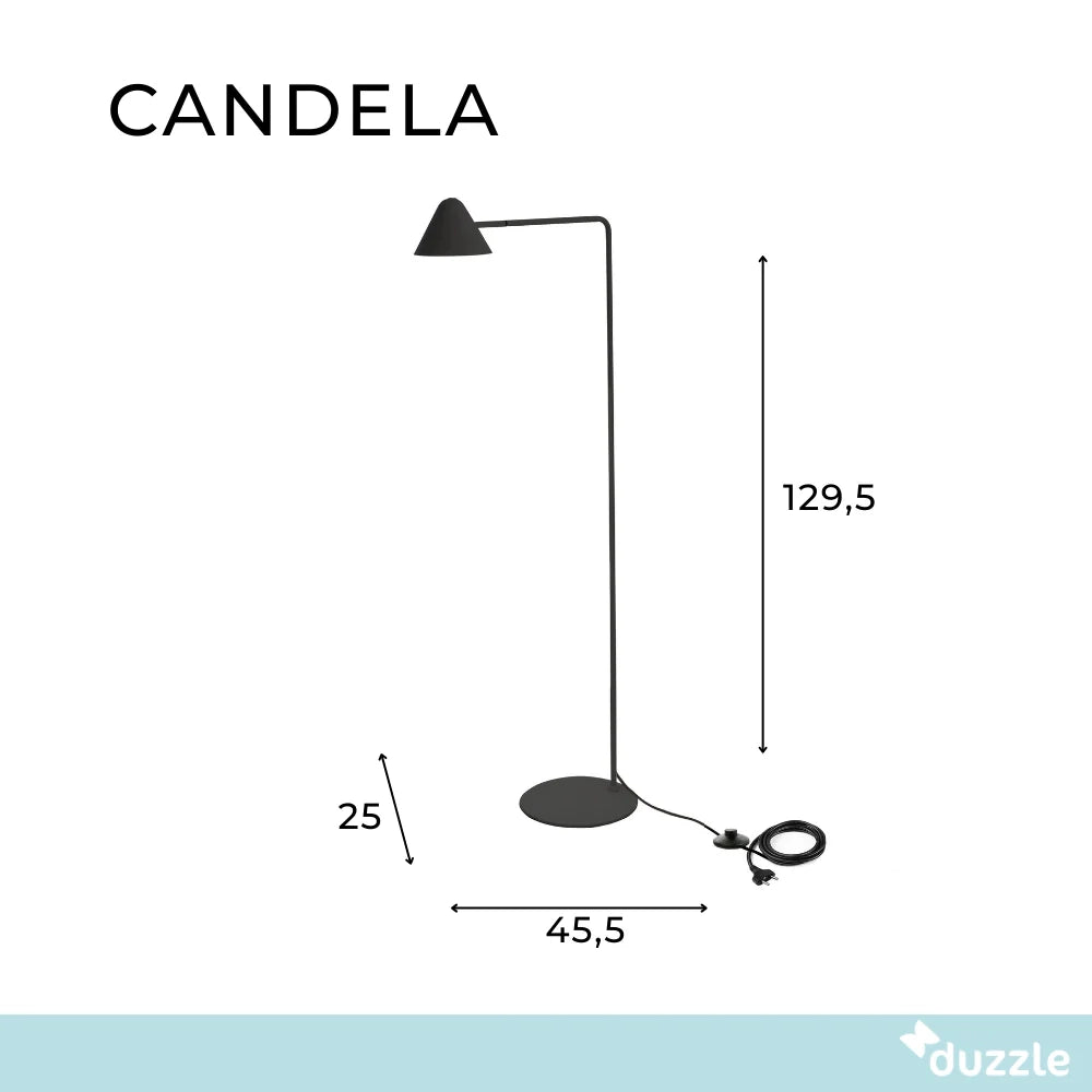 Lampada da terra LED Candela con base in marmo nero opaco | Duzzle
