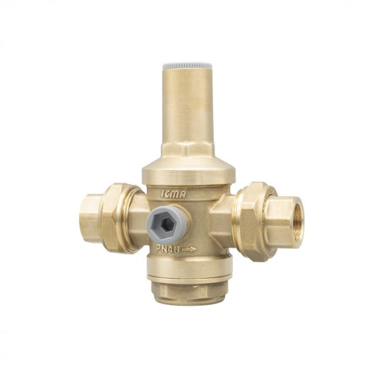 RIDUTTORE DI PRESSIONE A PISTONE PN40 CON CON BOCCHETTONE FEMMINA E ATTACCO MANOMETRO MODELLO 245 - 11/2  - ICM