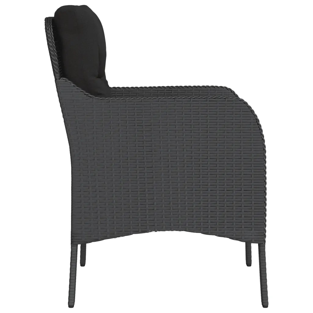 Sedie da Giardino con Cuscini 2 pz | Sedie da Esterno Nere in Polyrattan