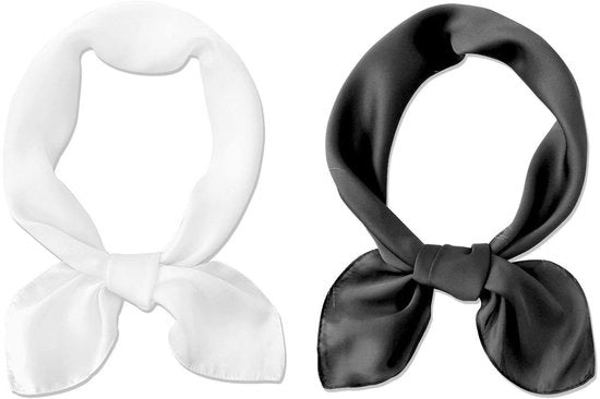 Accessori per la moda - 2 pezzi - Sciarpa finta con maniche - Nero/Bianco - 70x70 cm - Morbido e soffice - Adatto per eventi di moda