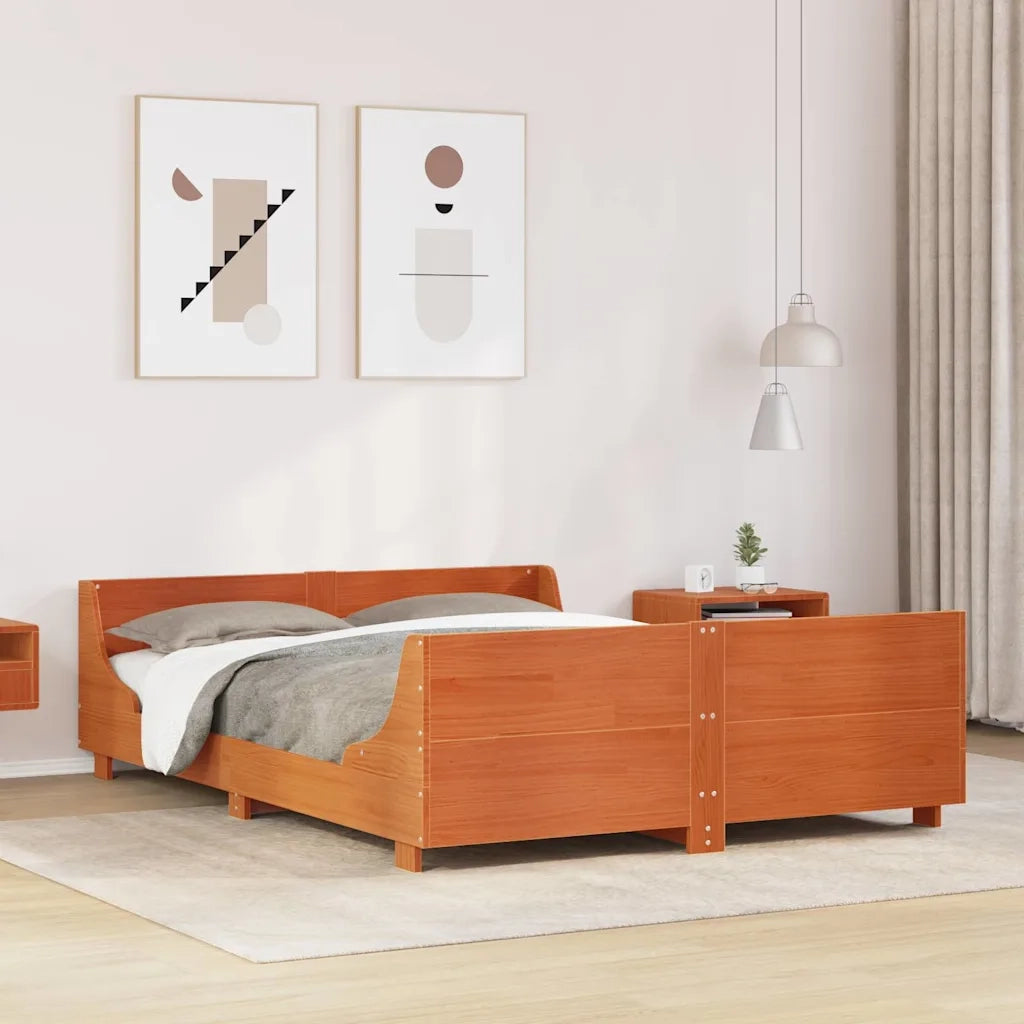 Letto senza Materasso Marrone Cera 120x200 cm in Legno di Pino 850772