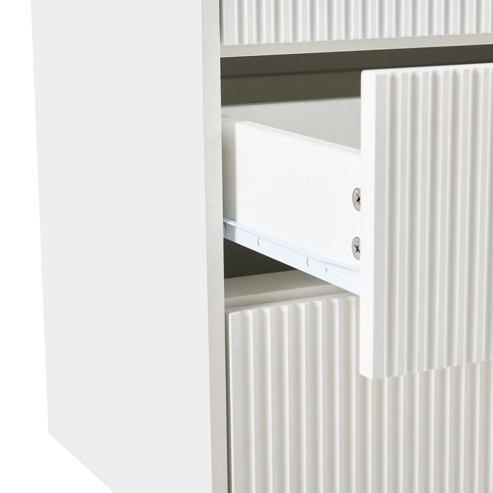 Cassettiera con 3 Cassetti e Design Moderno ¨C MINIMAL ¨C Bianco e Oro 80x40x72 cm
