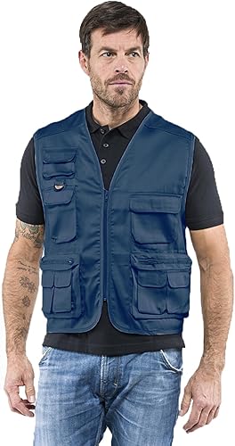GILET da lavoro STAR BLU NAVY XL Multitasche Smanicato Cotone Poliestere MAGAZZINIERE