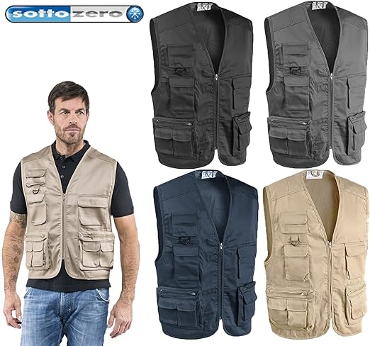 GILET da lavoro STAR BLU NAVY XL Multitasche Smanicato Cotone Poliestere MAGAZZINIERE