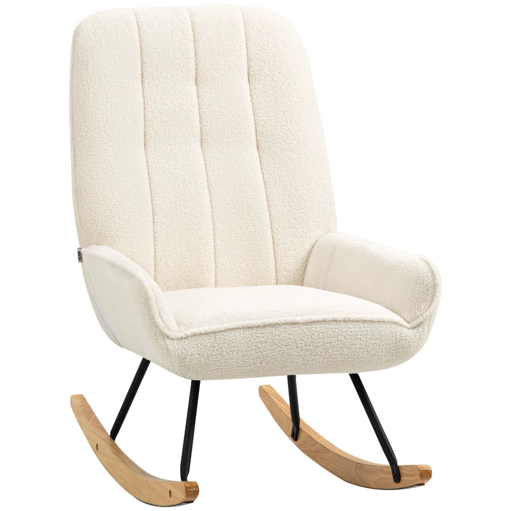 Poltrona a Dondolo con Vello Sherpa ¨C Zephmum ¨C 63x95x97 cm Natur+ Creme