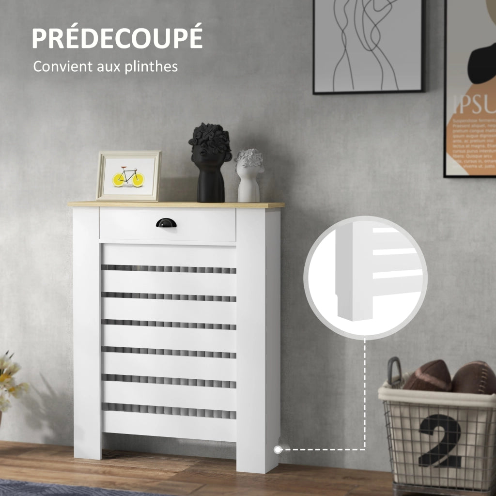 Copriradiatore con 2 cassetti in legno ¨C zephmum ¨C bianco 78x19x95.5 cm