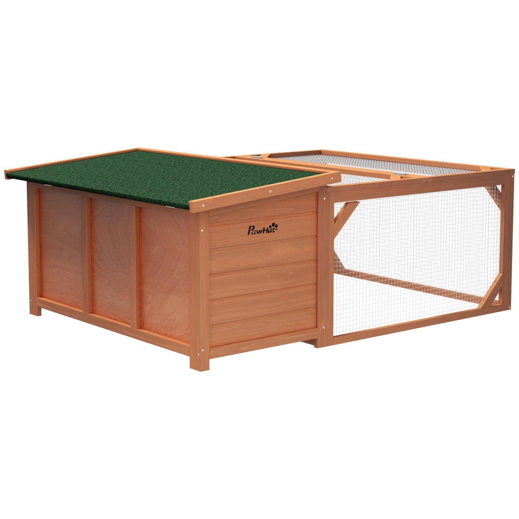 Casetta da giardino con recinto, tetto in asfalto resistente all'acqua, legno di abete arancione 125,5 × 100 × 49 cm