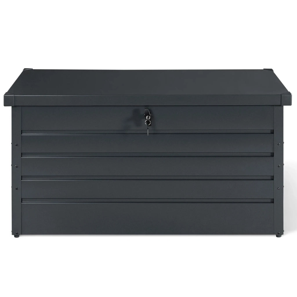 IDMarket - Baule contenitore metallico con serratura grigio antracite per giardino 350L