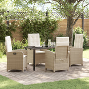 Set di Mobili da Giardino 5 Pezzi con Cuscini, Rattan Polimerico Beige