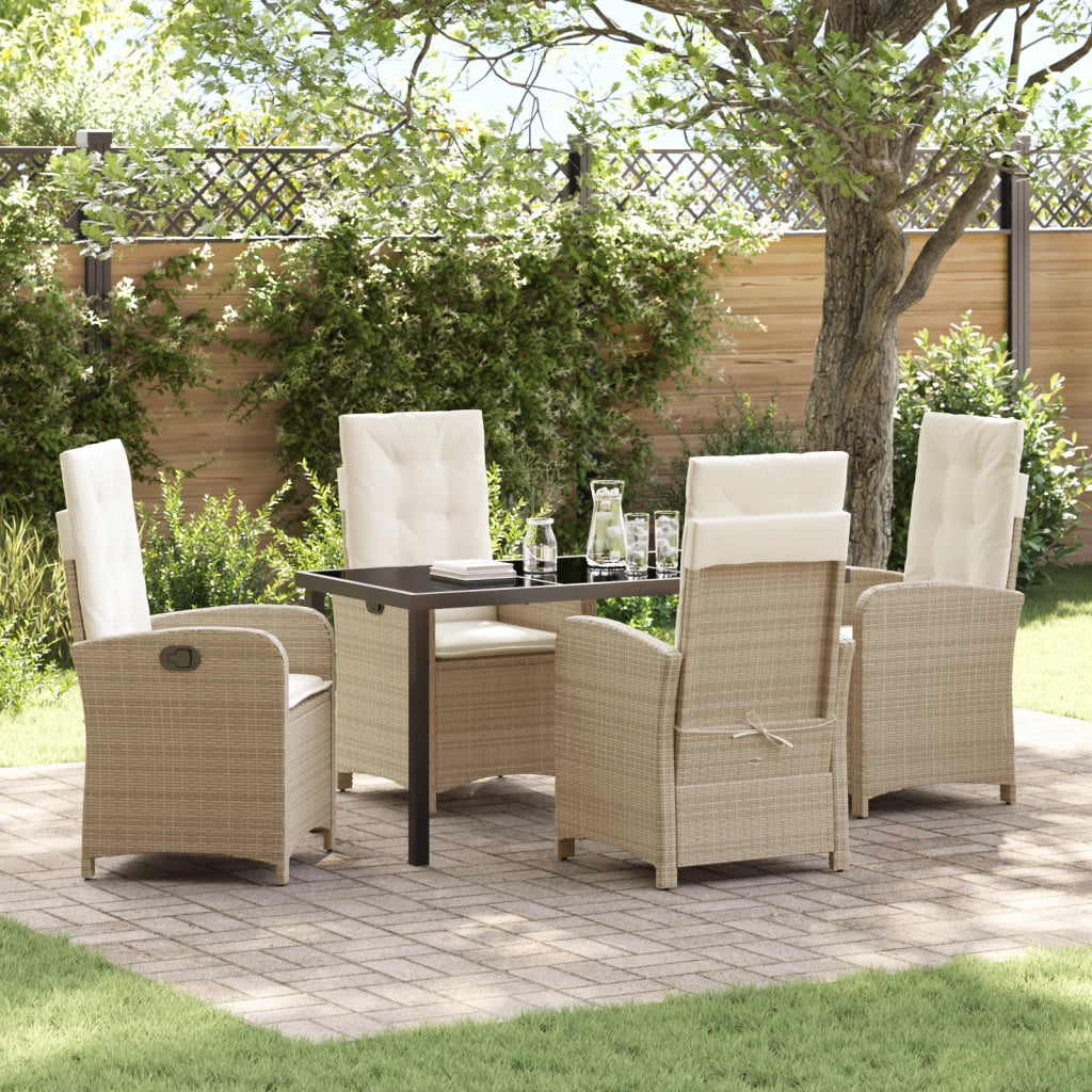Set di Mobili da Giardino 5 Pezzi con Cuscini, Rattan Polimerico Beige