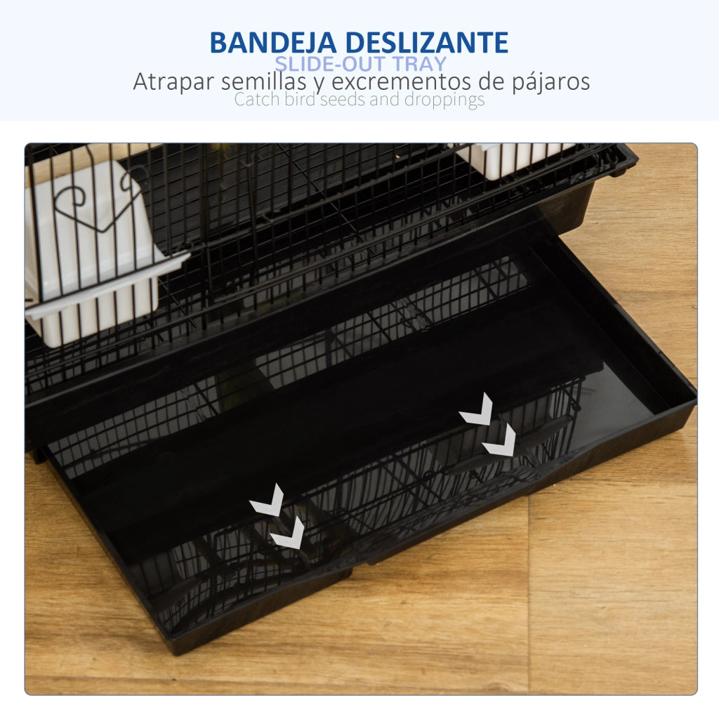 Gabbia per Uccelli con Porte Multiple ¨C zephmum ¨C Nero 46x36x100 cm
