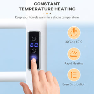 Scaldasalviette Elettrico 8 Barre 50x45x80 cm in Acciaio al Carbonio Bianco