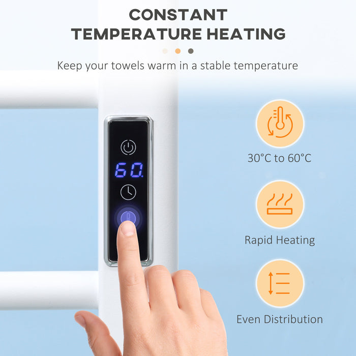Scaldasalviette Elettrico 8 Barre 50x45x80 cm in Acciaio al Carbonio Bianco