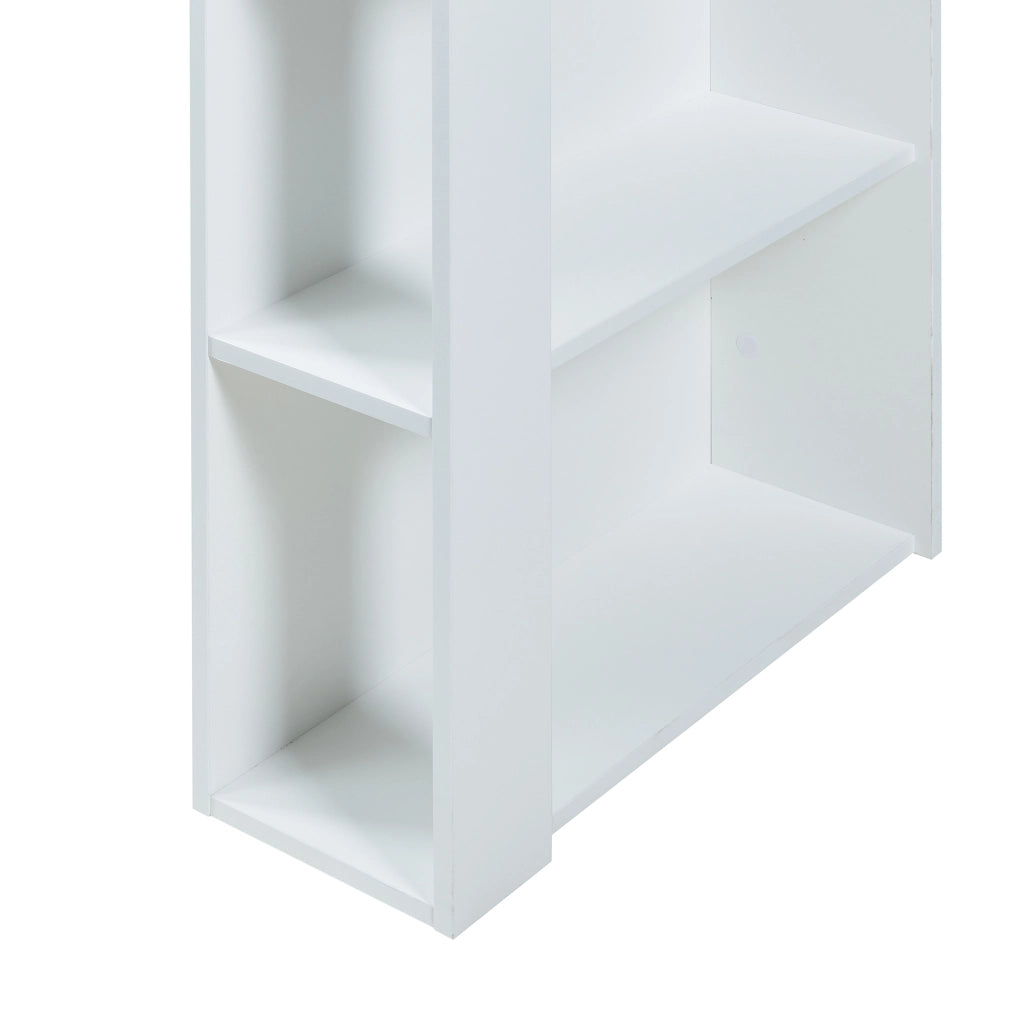 Tavolo Alto da Bar Danderyd Bancone a 3 Ripiani Laterali 120 x 60 x 106 cm - Bianco / Effetto Rovere [en.casa]