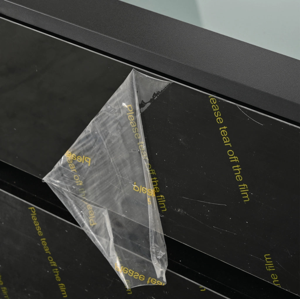 Tavolino da salotto nero 100x50x40 cm con 4 cassetti e LED