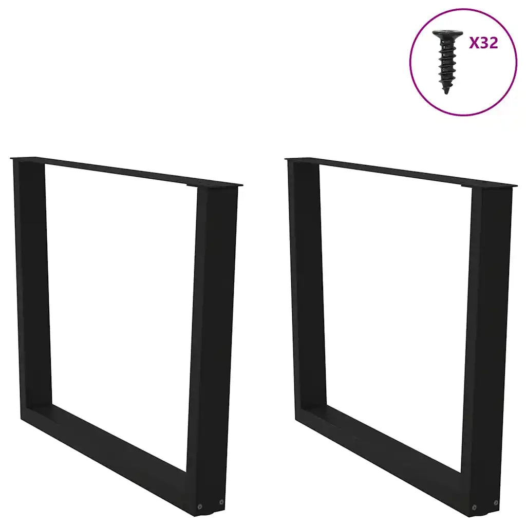 Gambe per tavolo da pranzo a forma di V 2 pz | Piede del tavolo nere 100x(72-73,3) cm in acciaio