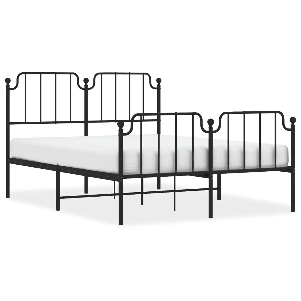 Giroletto con Testiera e Pediera Metallo Nero 140x190 cm 373905