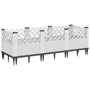 Fioriera rialzata per piante fiori patio giardino con picchetti 123,5 x 43,5 x 43,5 cm PP bianco 02_0038181