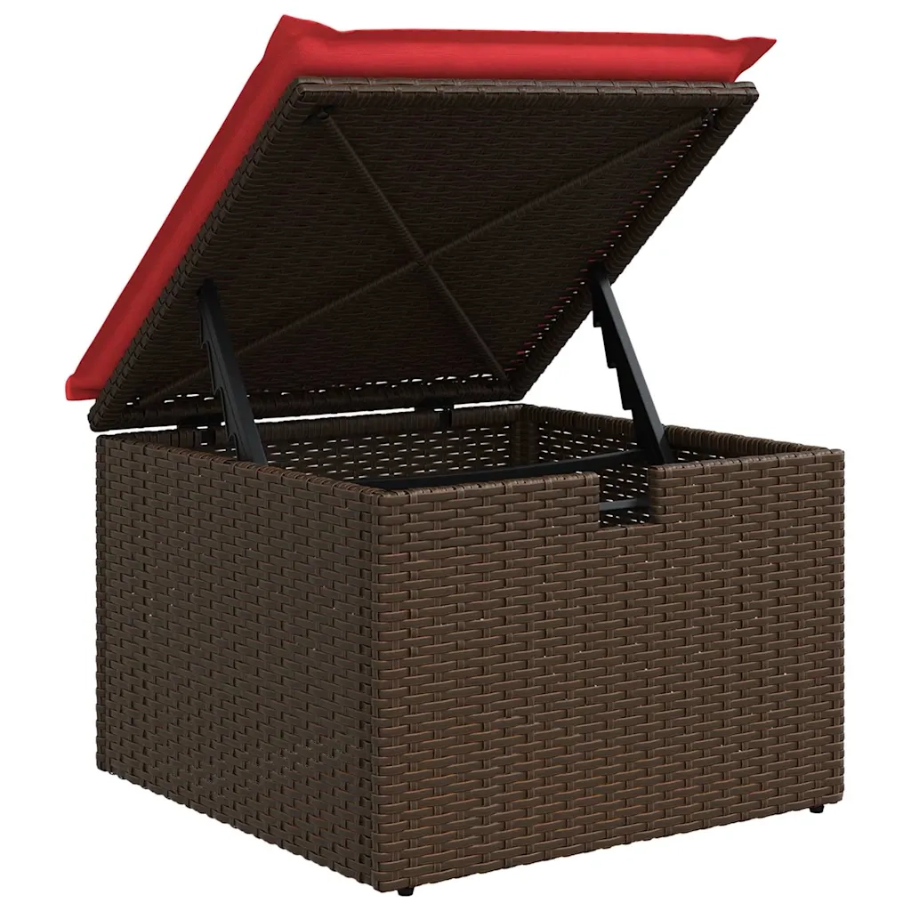 Set Divano da Giardino 4 pcs Marrone e Rosso polyrattan 3358853