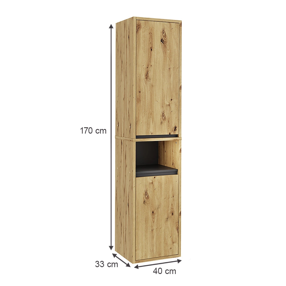 Vicco Mobile da bagno Artigiano/grigio 38 x 170 cm con 2 porte