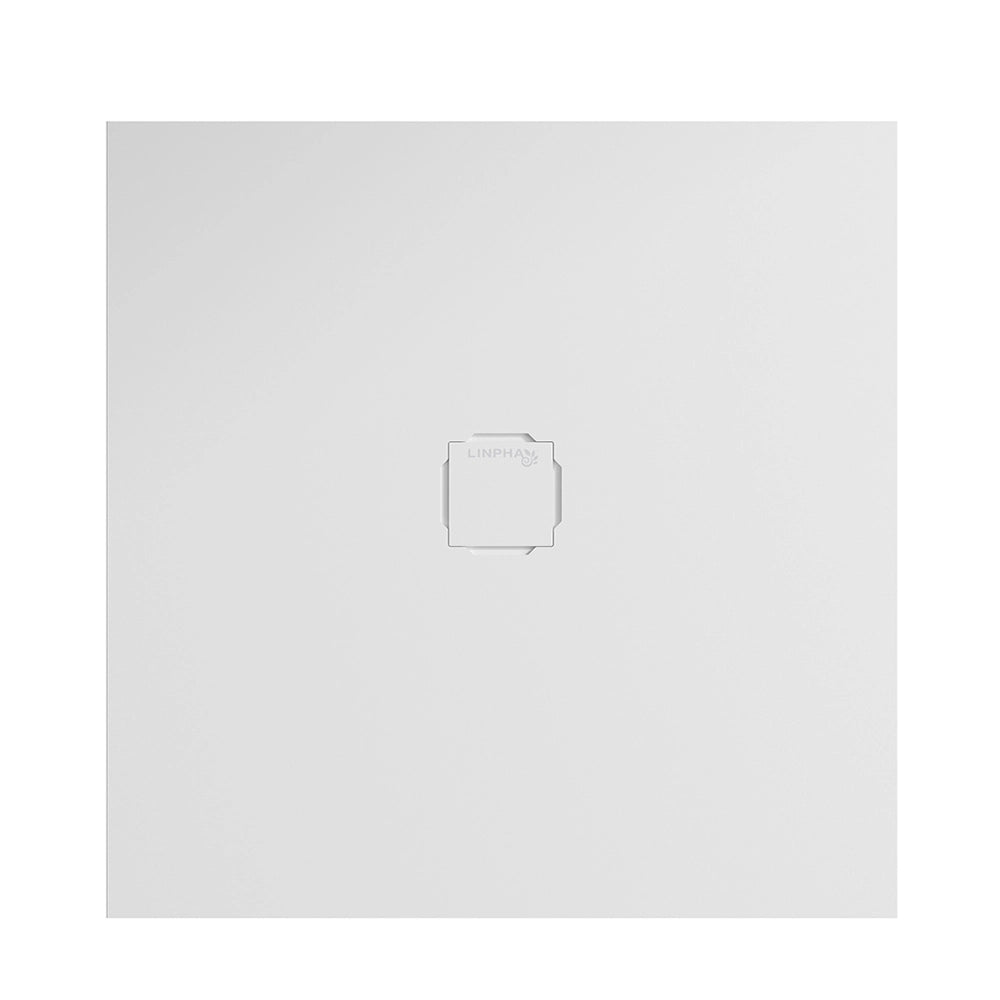 Piatto doccia 100x100 in marmoresina bianco con griglia in acciaio inox Harmony
