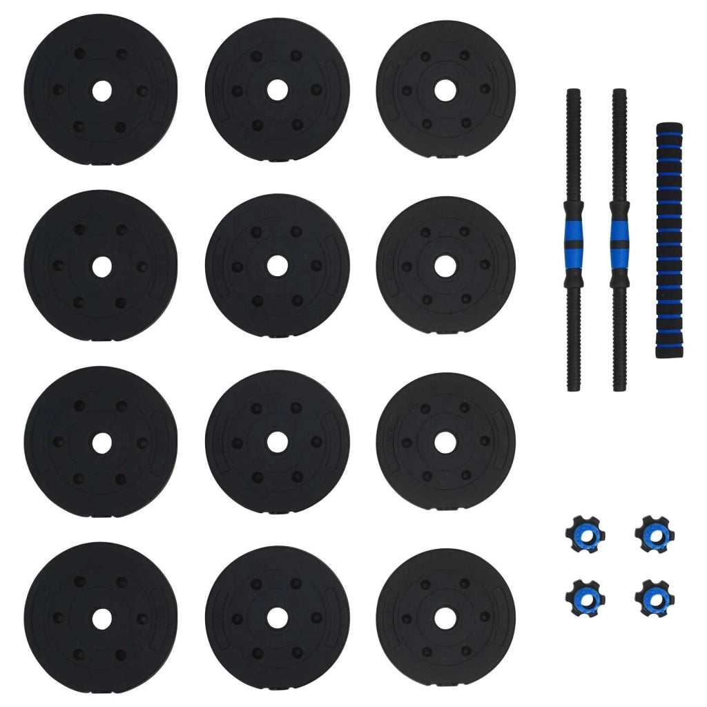 Set Manubri e Bilanciere 2-in-1 20 kg Nero e Blu CFW1832703