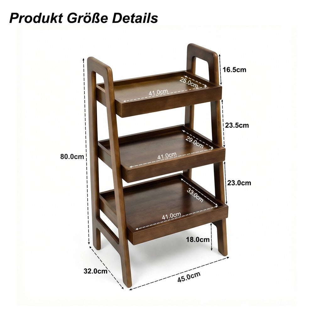 Libreria a scaletta ¨C Minimal ¨C legno massello, noce, 3 ripiani