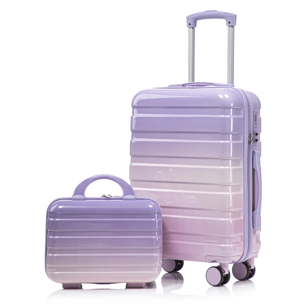 Set composto da due valigette girevoli in PC da 14"/20" con lucchetto a combinazione e trousse per cosmetici da 14" (viola)