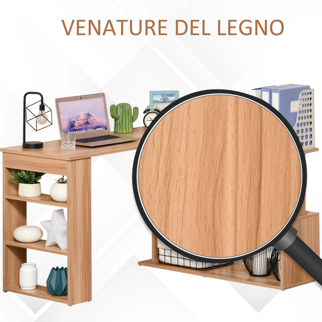 Easycomfort Scrivania Computer PC Angolare con Design a L Girevole a 5 Ripiani per Casa e Ufficio, Tavolo da Pranzo in Legno, 120x110x74.5 cm