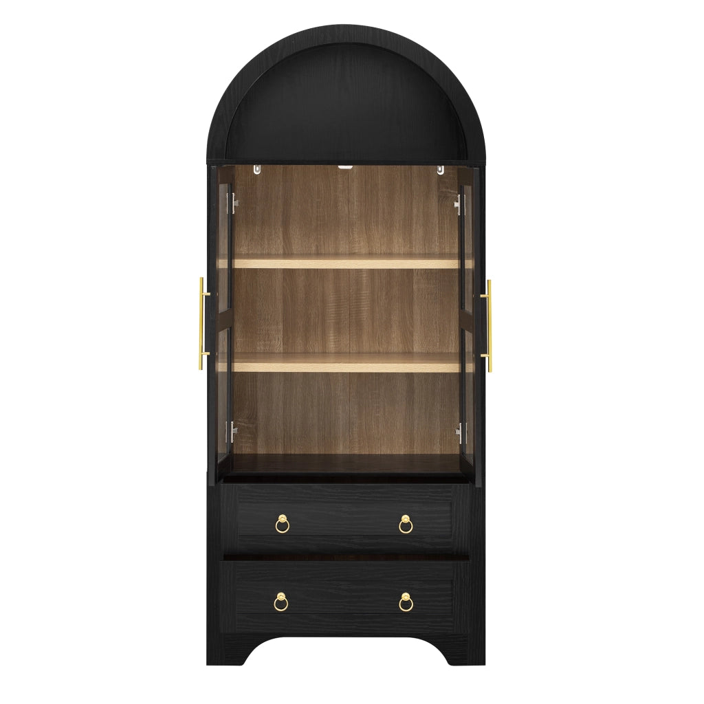 Credenza alta 76.2x40.1x180 cm con ripiani regolabili e cassetti in MDF nero