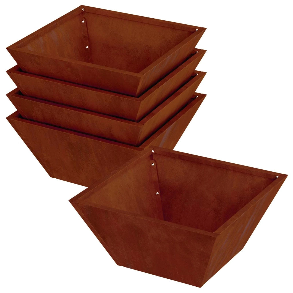 Fioriere | Cassetta per fiori | Vaso da giardino 5 pz Ruggine 35 x 35 x 15 cm