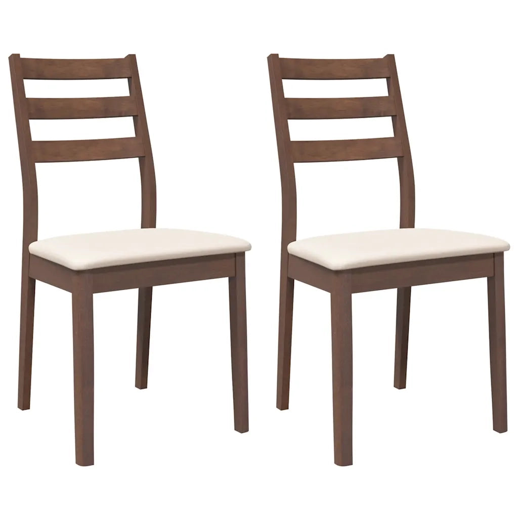 vidaXL Sedie da Pranzo con Cuscini 2pz Marrone Legno Massello di Hevea