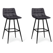 IDMarket - Set di 2 sgabelli da bar in velluto grigio scuro MADY
