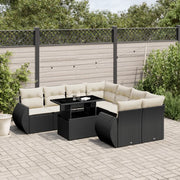 Set Divani da Giardino 9 pz con Cuscini Nero in Polyrattan 3268426