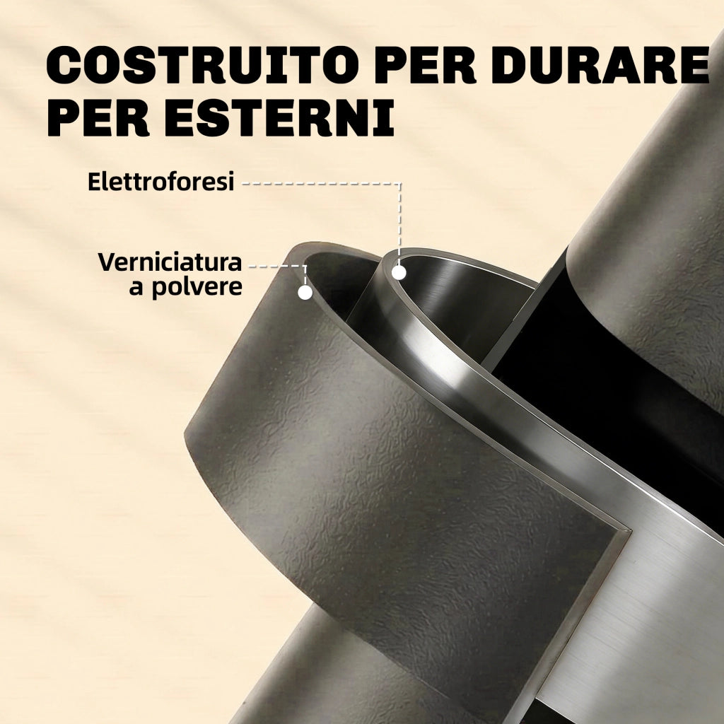 Set Bistrò da Esterno con Tavolo e 2 Sedie Pieghevoli in Metallo e Plastica Nero