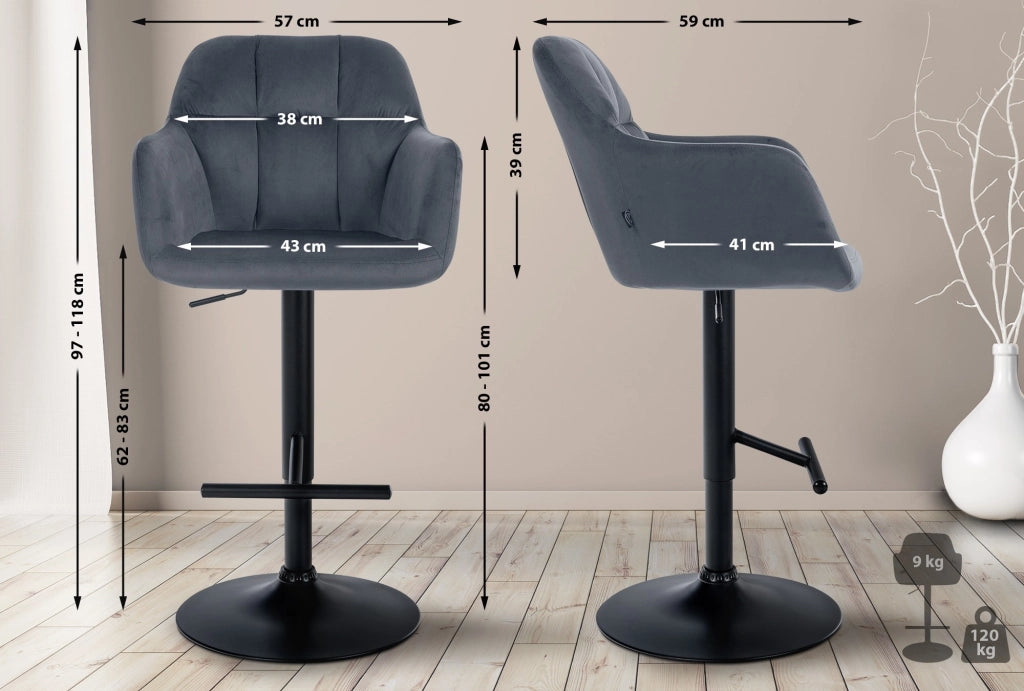 Barhocker Natoma Samt schwarz