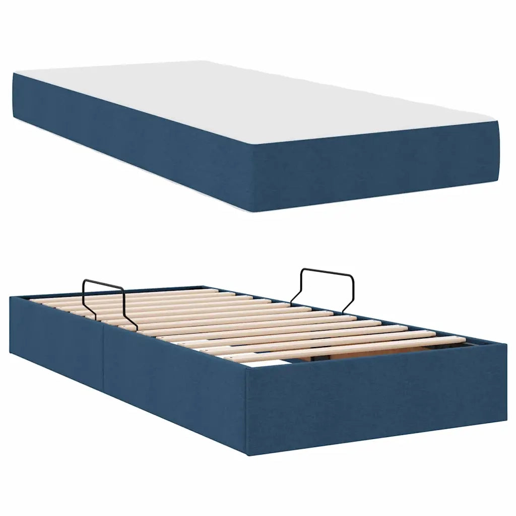 Letto con contenitore e materasso Blu 100 x 200 cm Poliestere